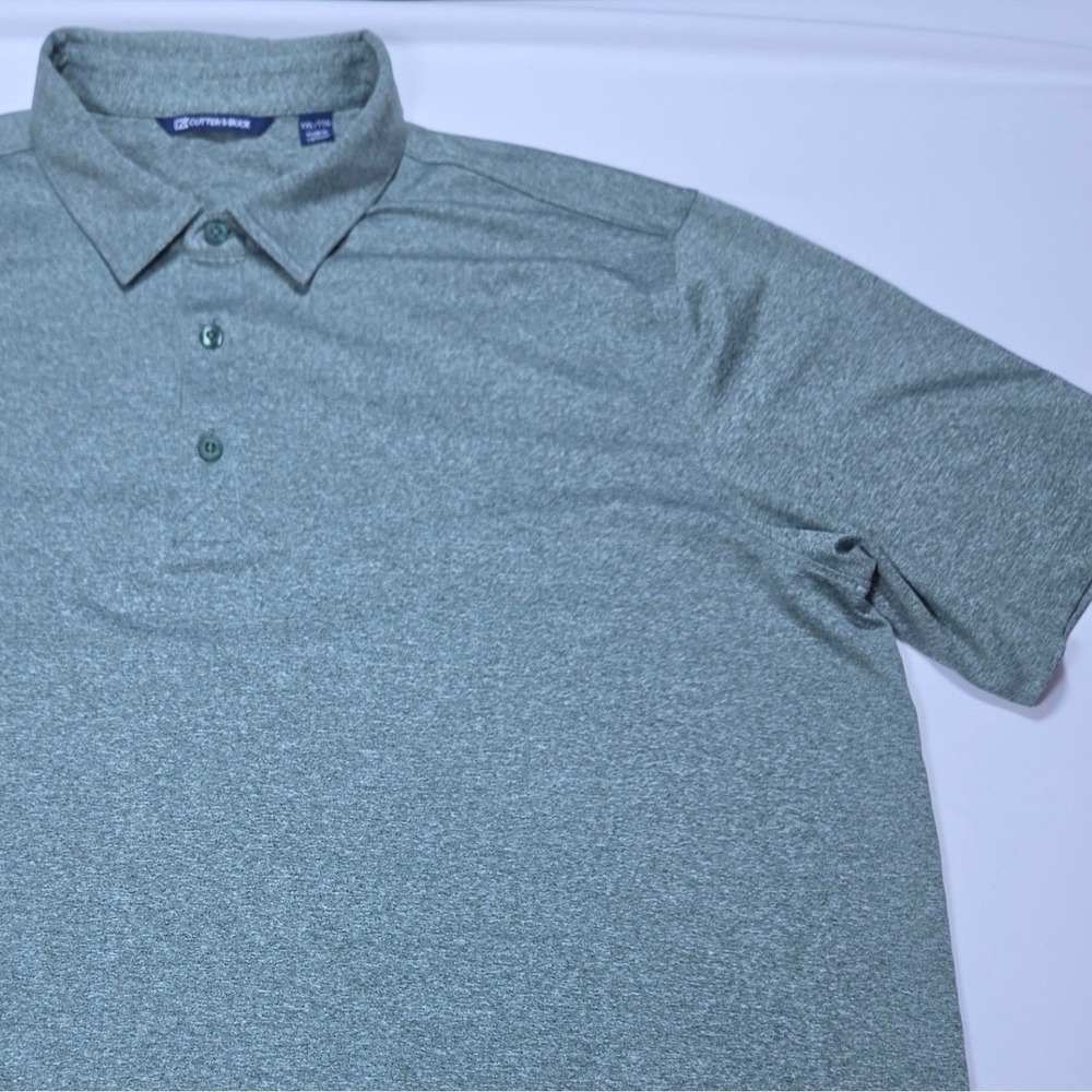 Cutter & Buck Mens XXL Green Heathered Short Sleeve Performance Golf Polo Shirt